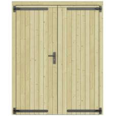 Vuren dubbele dichte deur groen geïmpregneerd 168 x 209 cm zwart beslag 1073340